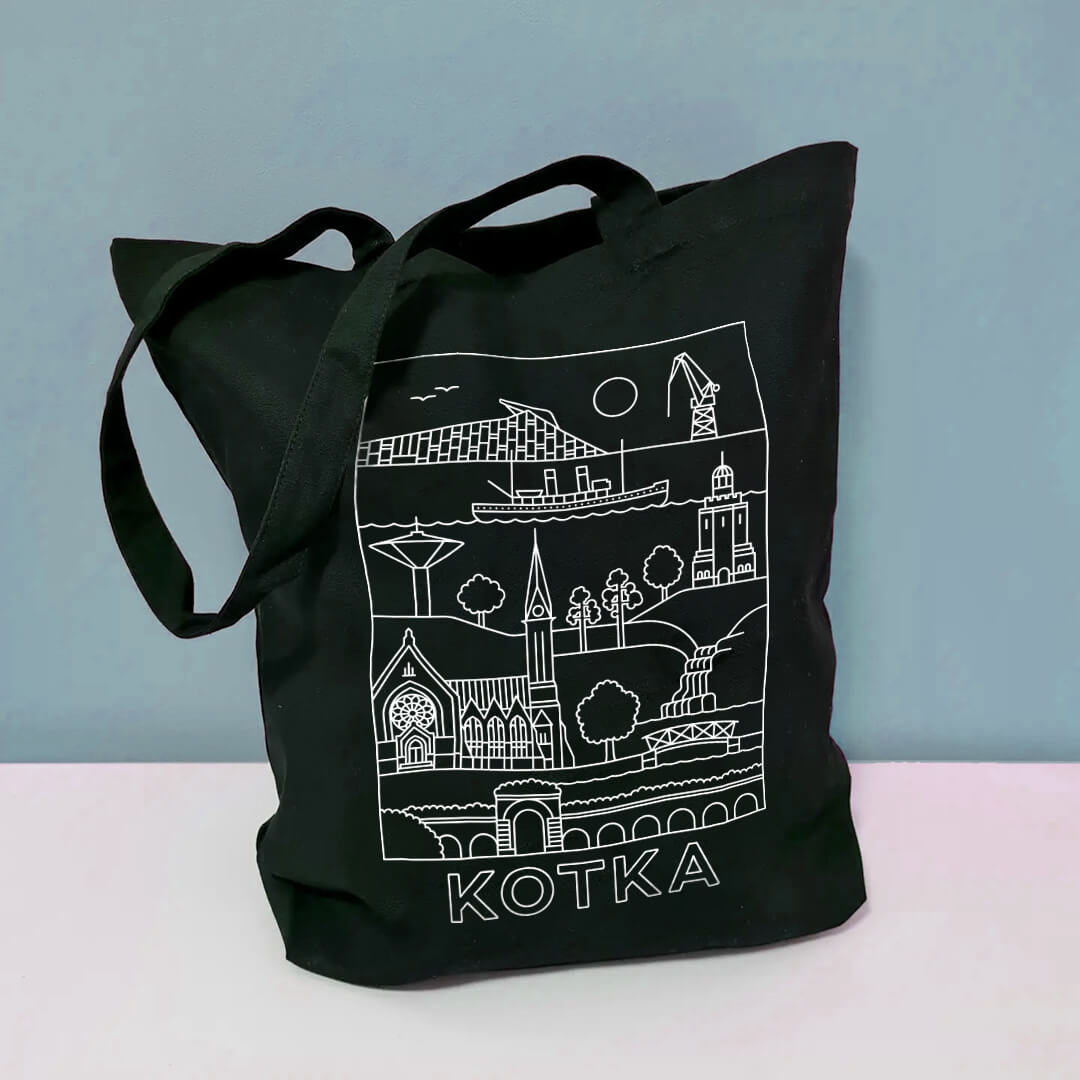 Kotka -nähtävyydet kangaskassi