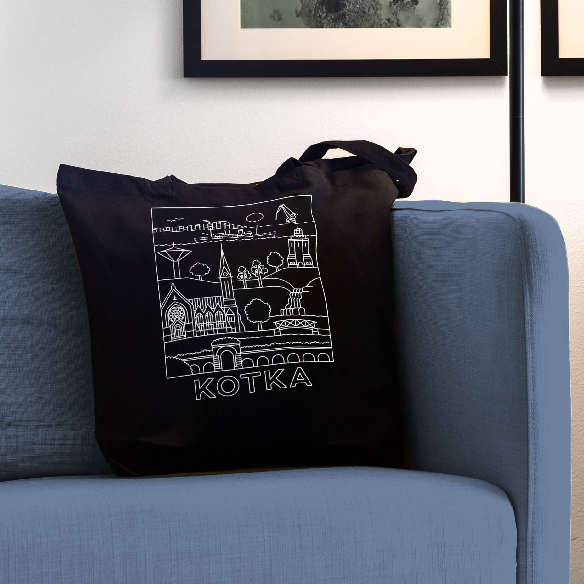 Kotka -nähtävyydet kangaskassi