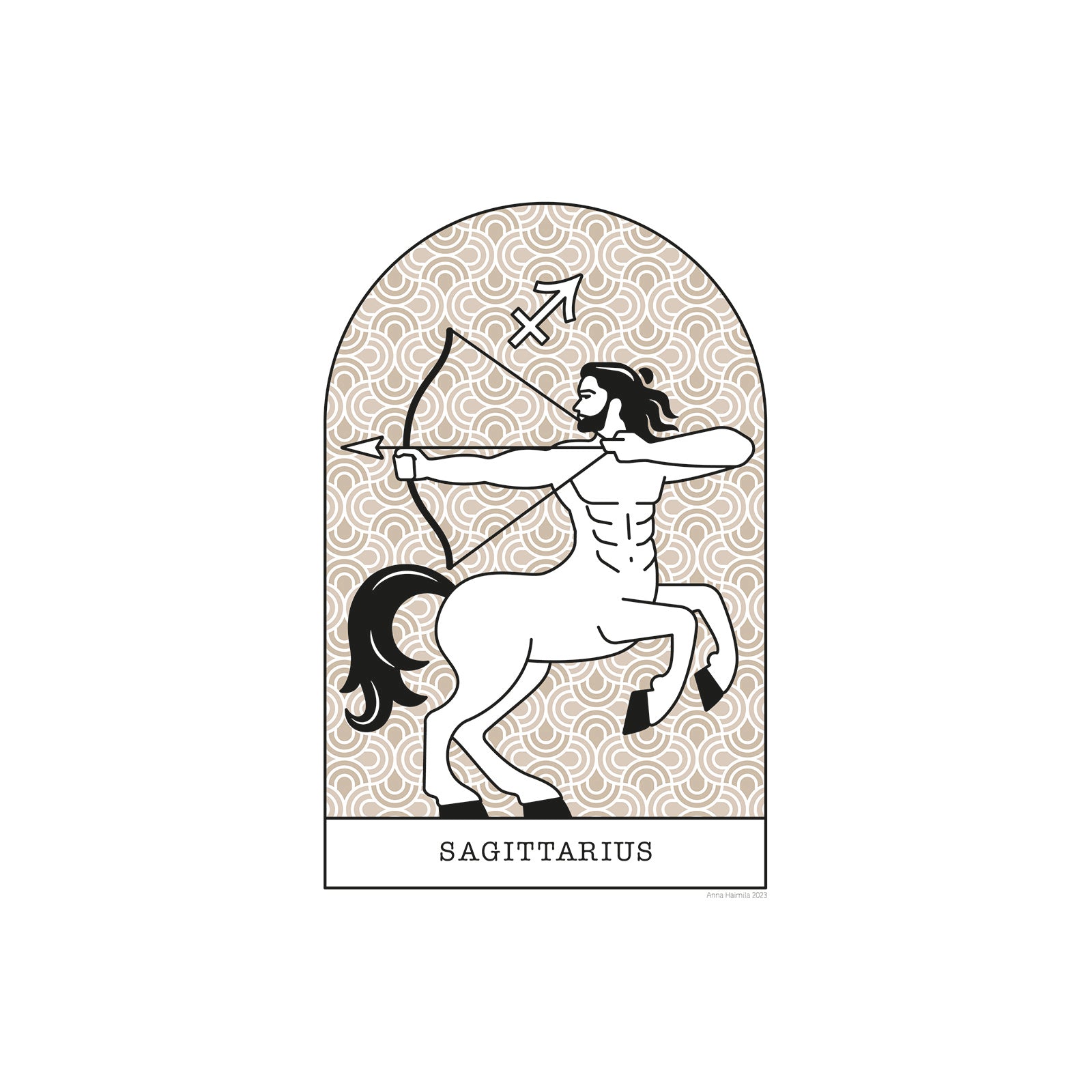 Jousimies, Sagittarius -horoskooppi (beige)