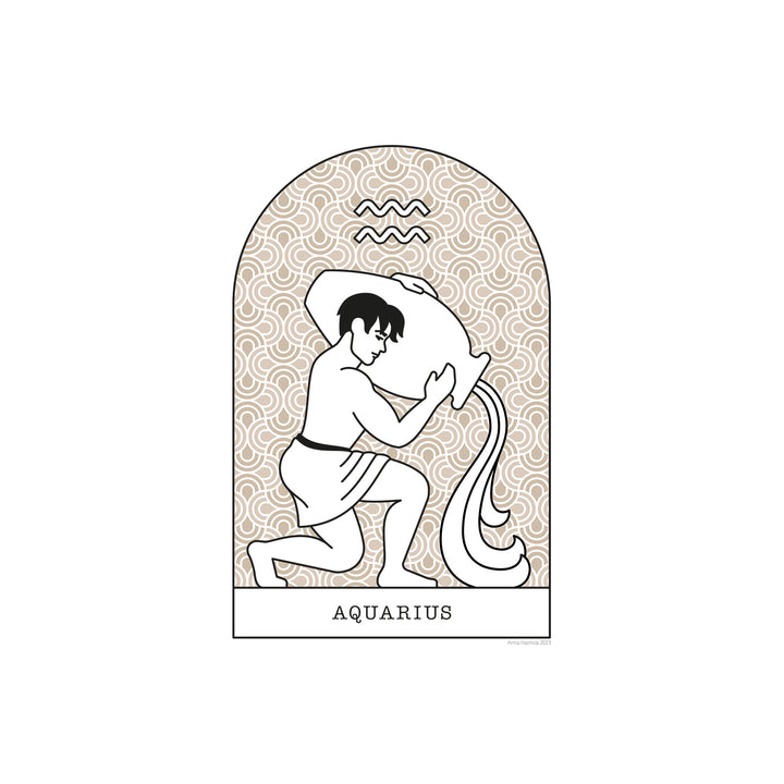 Vesimies, Aquarius -horoskooppi (beige)